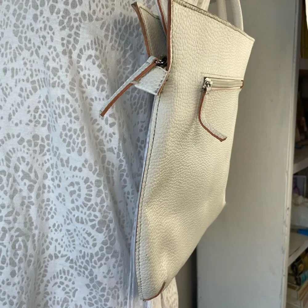 White Faux Leather Handbag EUC
